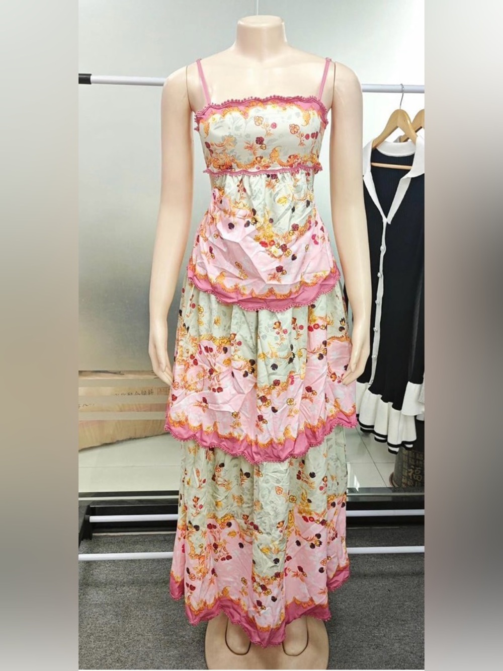 Floral Pink Tiered Dress